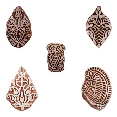 Set of 5 Piece New Mix Wooden Printing Blocks